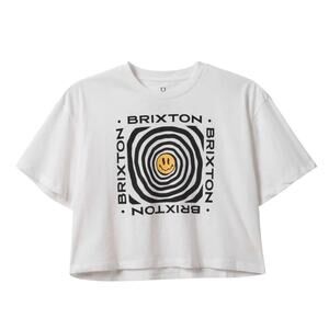 Brixton Dizzy S/S Skimmer Tee White Graphic Crop Top, Size Small